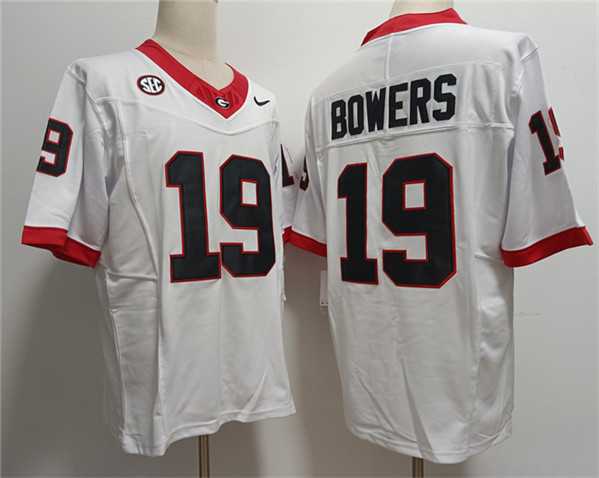 Men%27s Georgia Bulldogs #19 Brock Bowers White Stitched Jersey